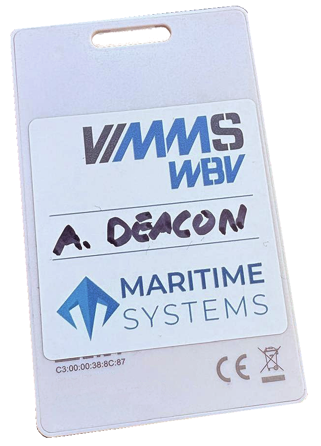 VIMMS WBV Bluetooth crew identification card assigned to an individual crew member